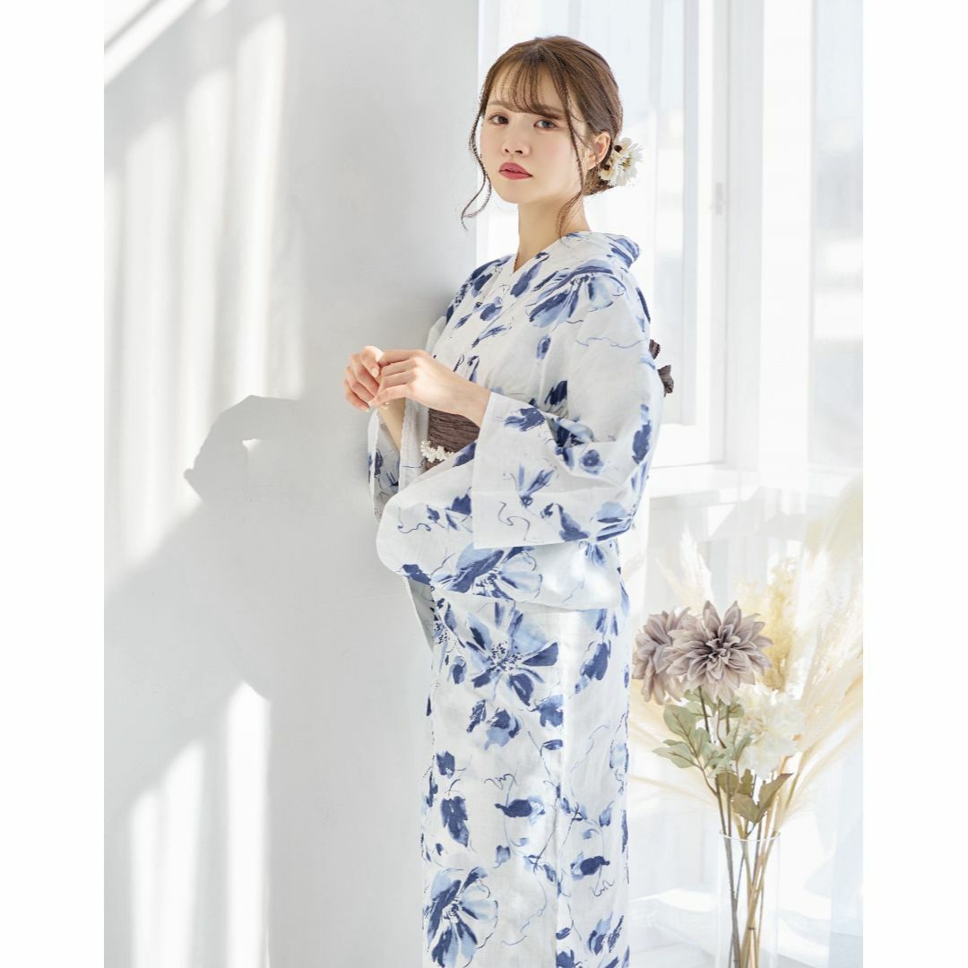 浴衣 ゆかた 浴衣セット セット 大人 レディース 新品 白 青 花 可愛い