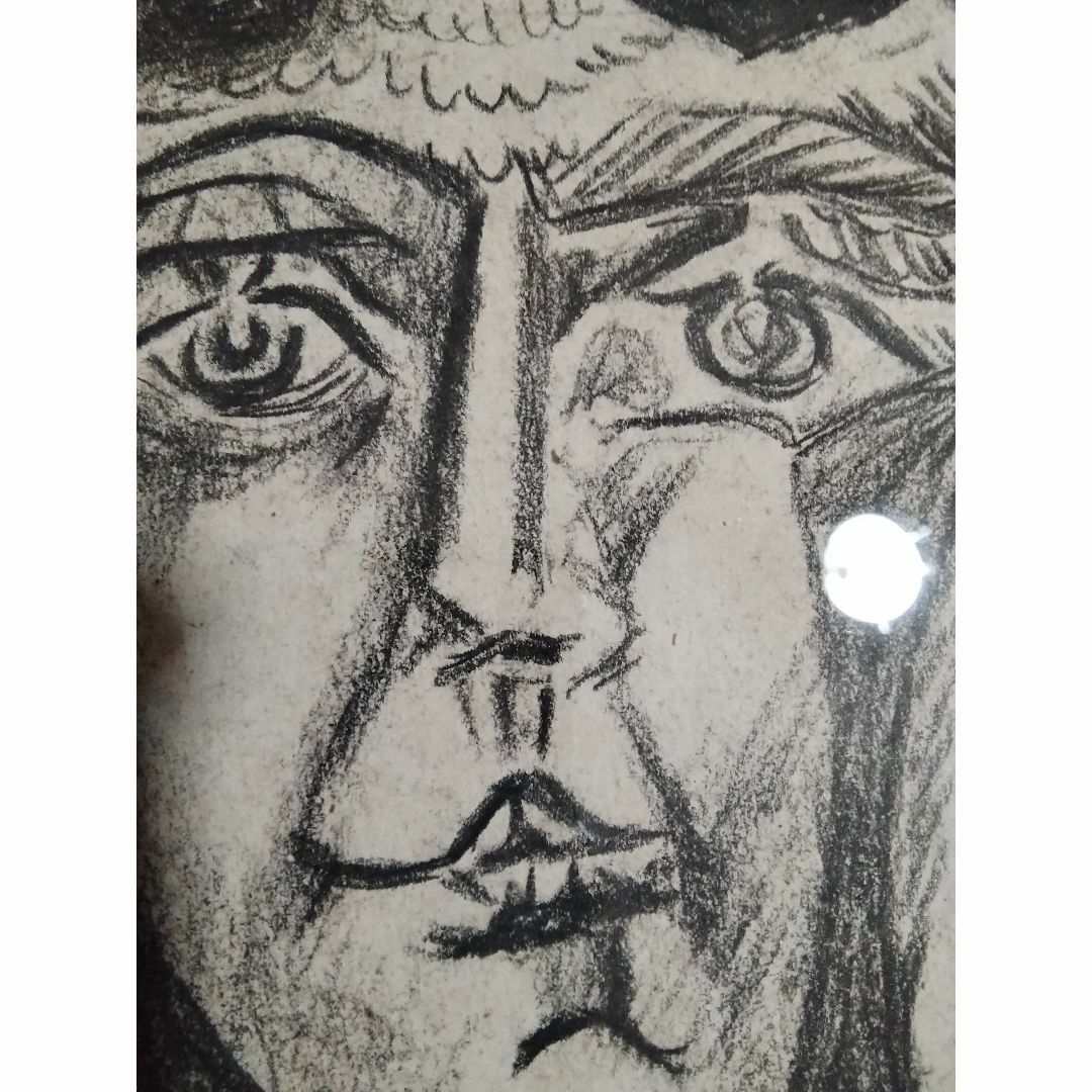 ピカソ人の顔と鳩 リトグラフの原画の一枚肉筆鉛筆木炭19✕14センチの