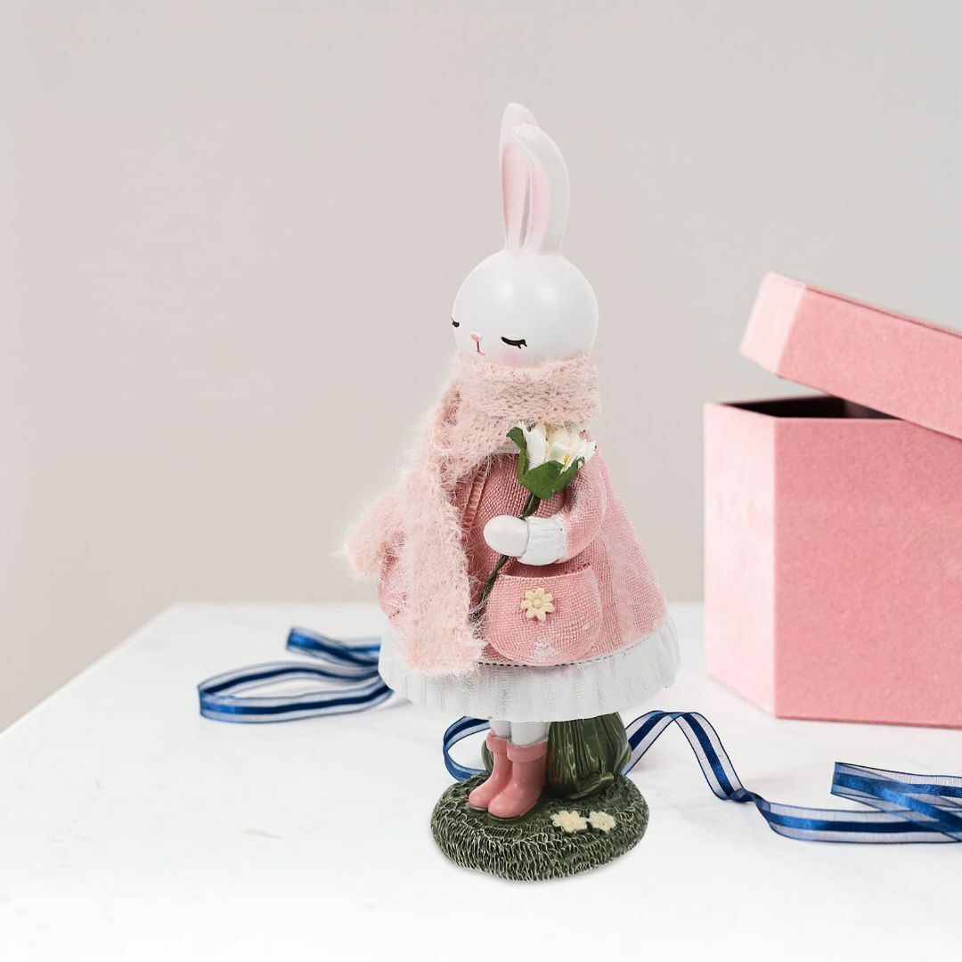 色:ピンク】VORCOOL うさぎ置物 インテリア かわいい 北欧 干支置物 の