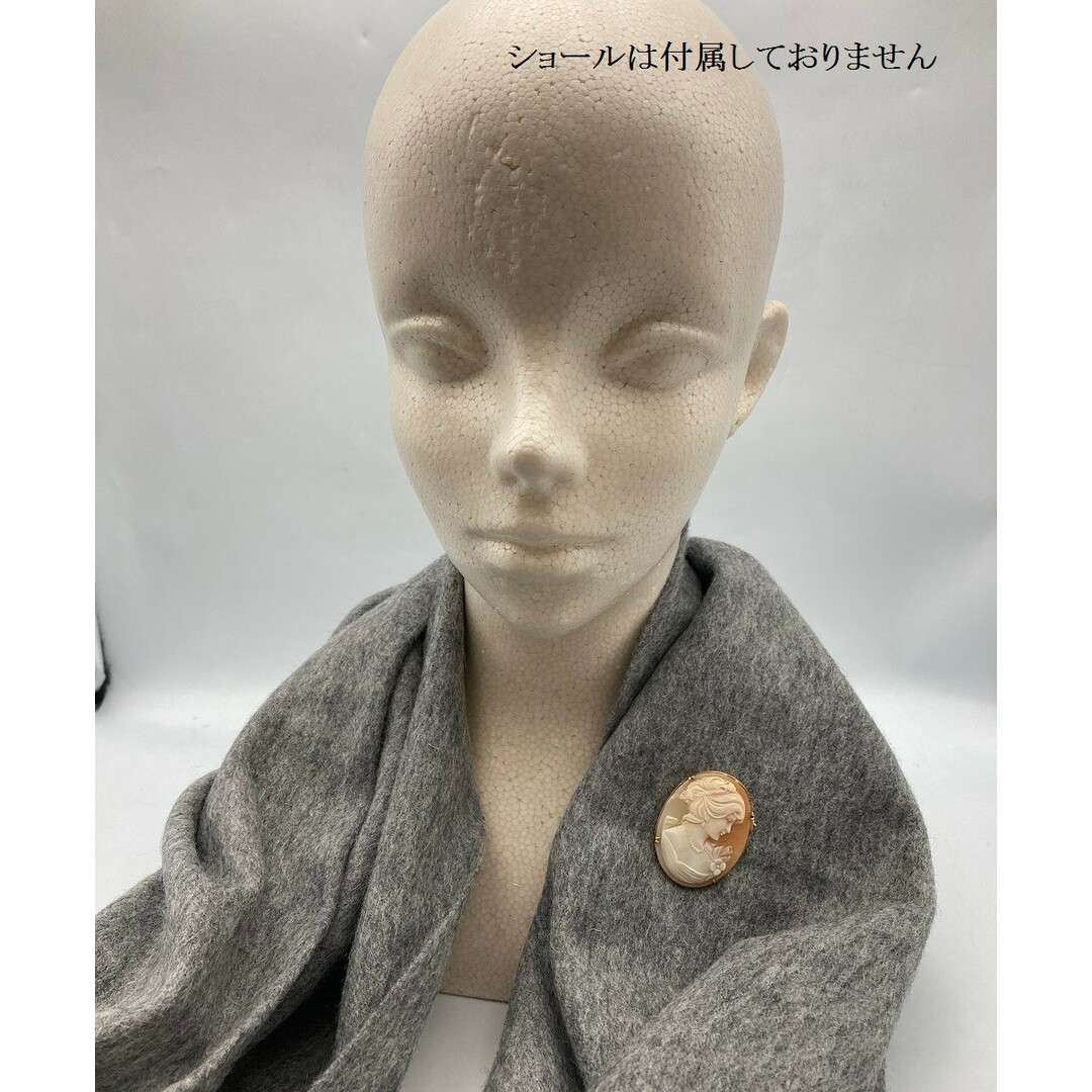 K18 シェルカメオ ブローチ ペンダントトップ 女性の横顔 中古 D4の