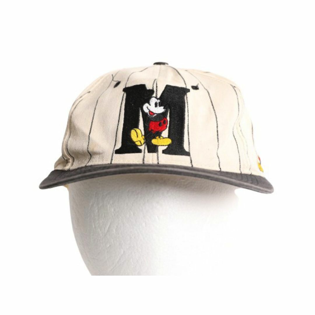 80s ディズニー ミッキーマウス 刺繍 ストライプ ベースボール