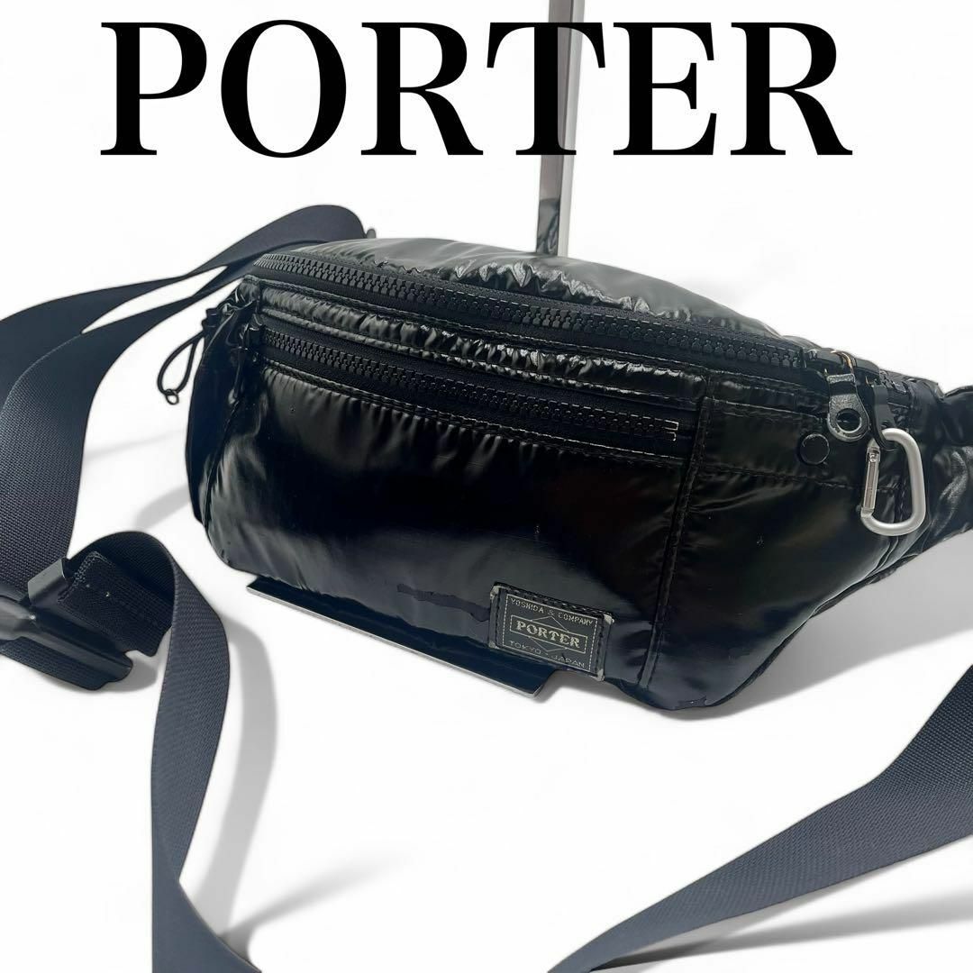 美品】 ポーター タンカー ボディバック ウエストバック 黒 ポーチ