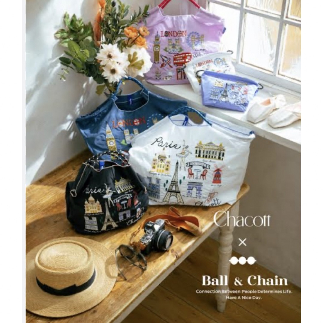 CHACOTT - チャコット ボールアンドチェーン ロンドン柄 ホワイト M