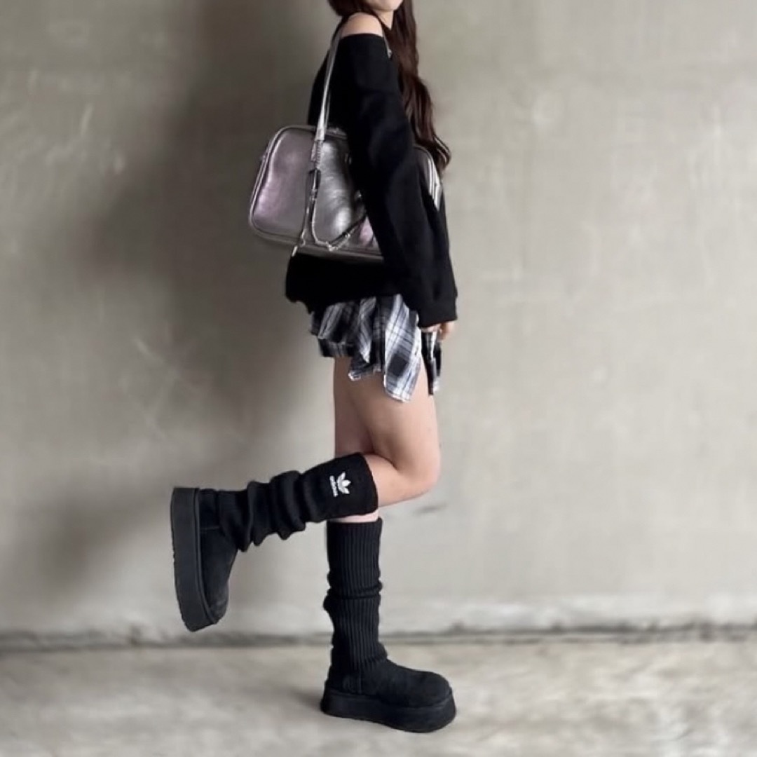 adidas Originals - 【新品未使用】adidas 黒 リブ編み レッグ