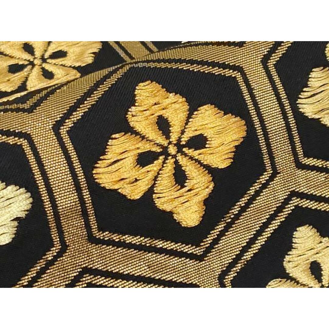 平和屋本店□希少 西陣 紫紘謹製 山口伊太郎 六通柄袋帯 亀甲花菱文錦