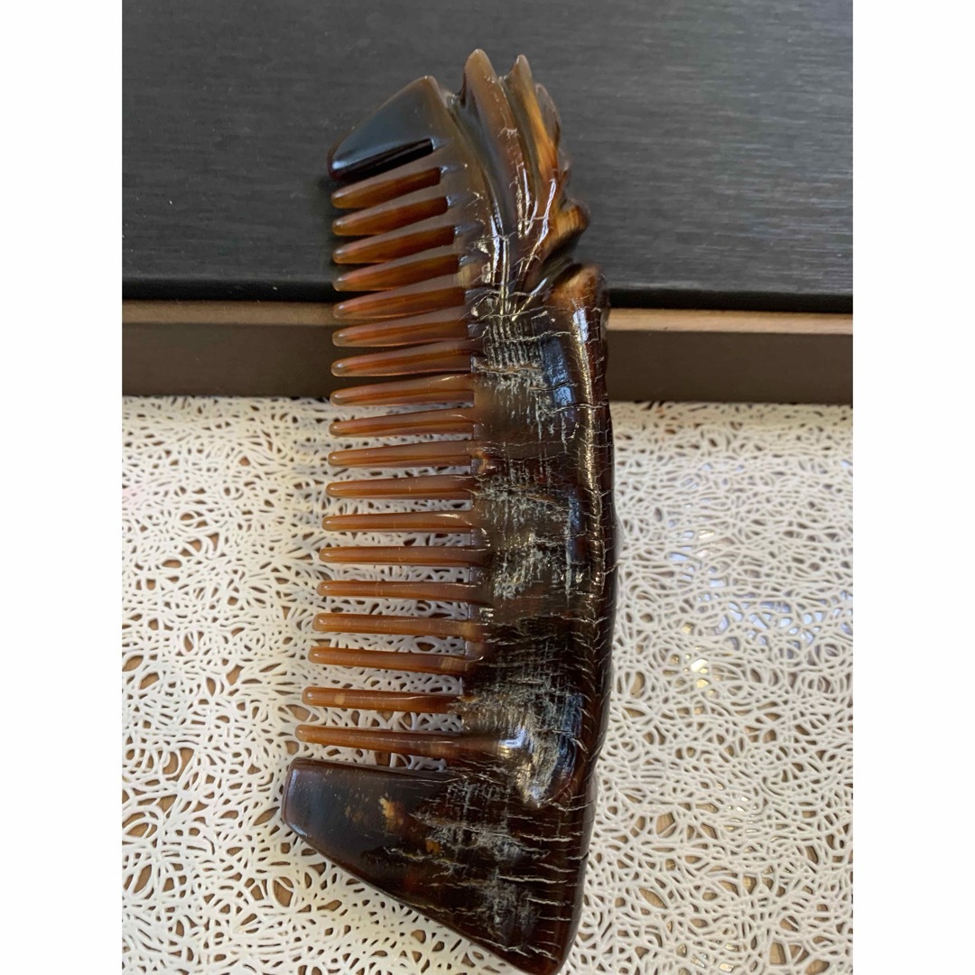 F-161 天然牛角 高品質 原生態 角皮付き櫛 かっさプレート 全身用の