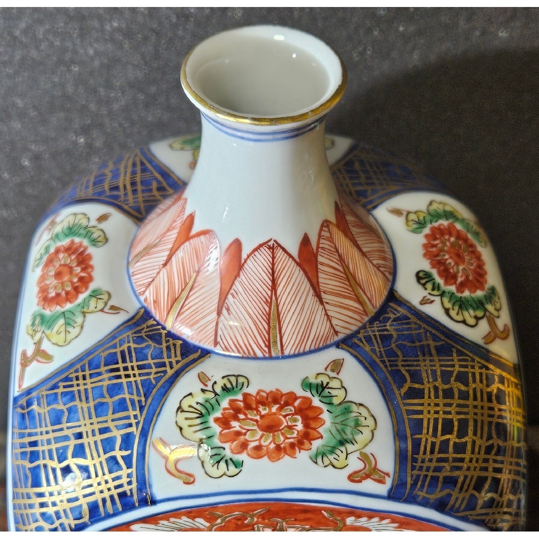 有田焼 - 有田焼 金彩色絵 古伊万里写し 四方瓶 四方徳利 花入れ