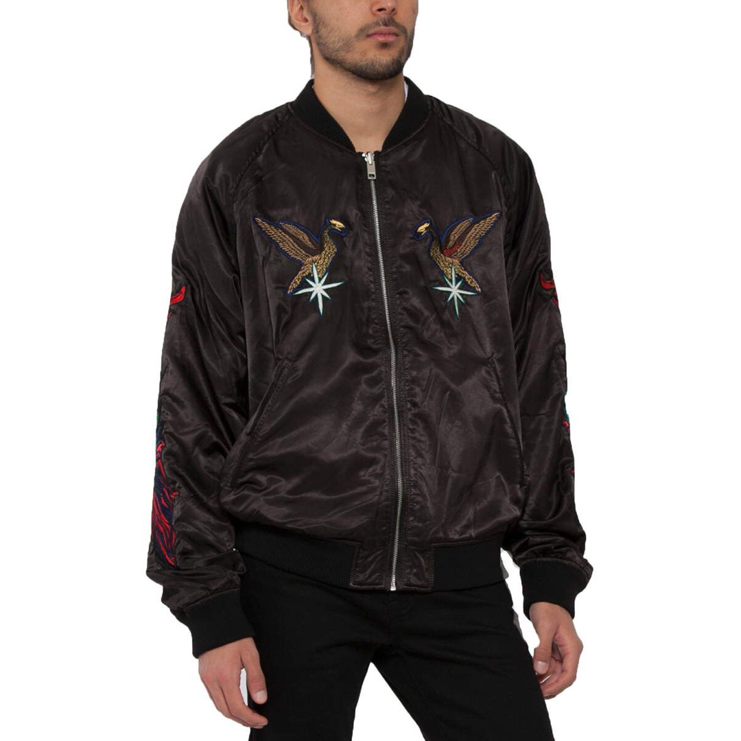 DIESEL スカジャン M リバーシブル 刺繍 サテン ベロア ブラック