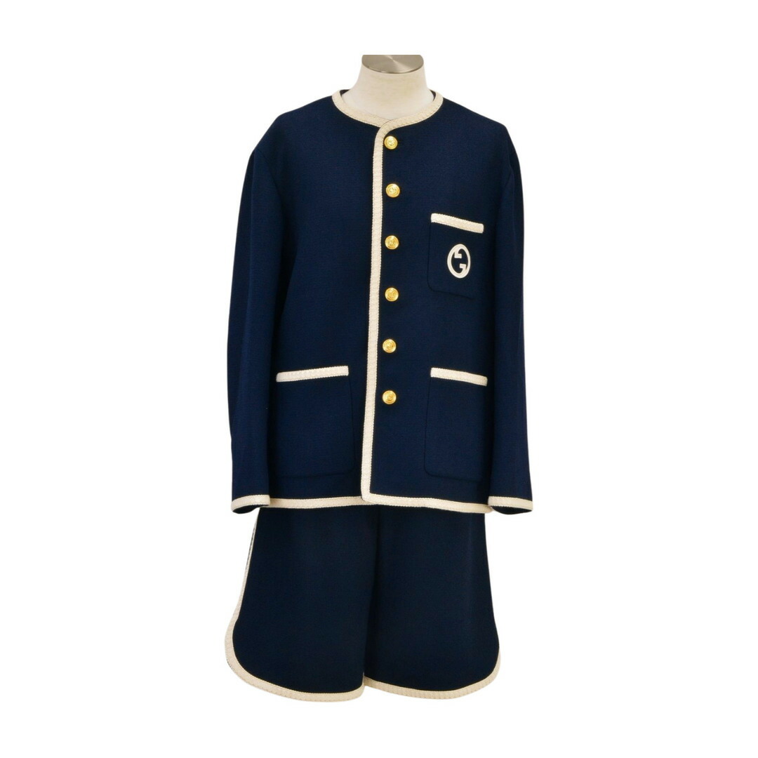 GUCCI - グッチ Gucci エンブロイダリー レトロ ツイード ノーカラー