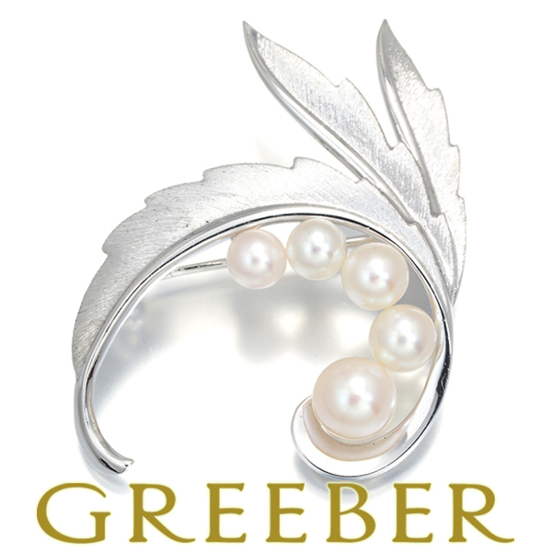 MIKIMOTO - ミキモト ブローチ パール アコヤ真珠 4.5-6.2mm リーフ 艶
