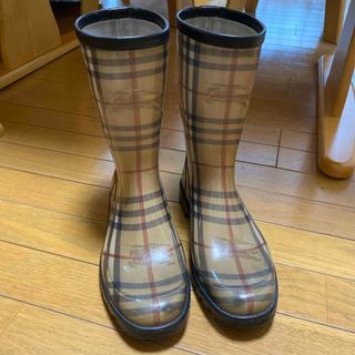美品 Burberr バーバリー ノバチェック レインブーツ シャドーホース