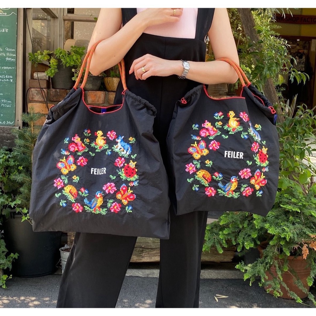 フェイラー ボールアンドチェーン エコバッグ 黒 L ブラック 【公式通販】