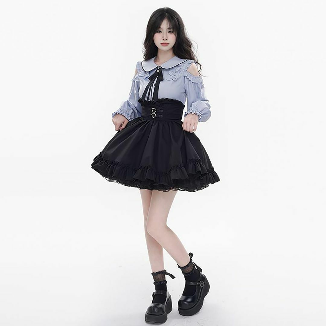 LAVASEON] 可愛い 地雷系 量産型 ブラウス レディース 肩出し 蝶結の