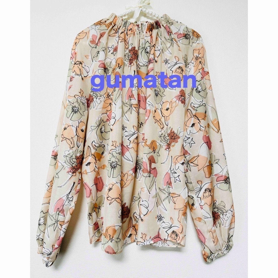 2024 TOMORROWLAND ピオニープリント ギャザーネックブラウス