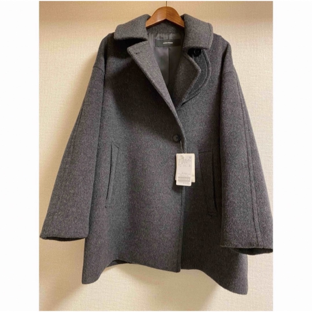 ジャーナルスタンダード ウールアンゴラバルカラーミドルコート グレー