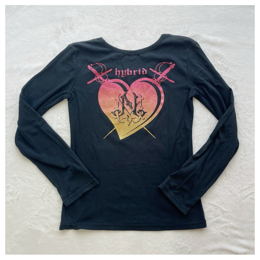y2k 平成ギャル 英字 ラメ ハート ストーン ちびt 長袖 トップスの通販
