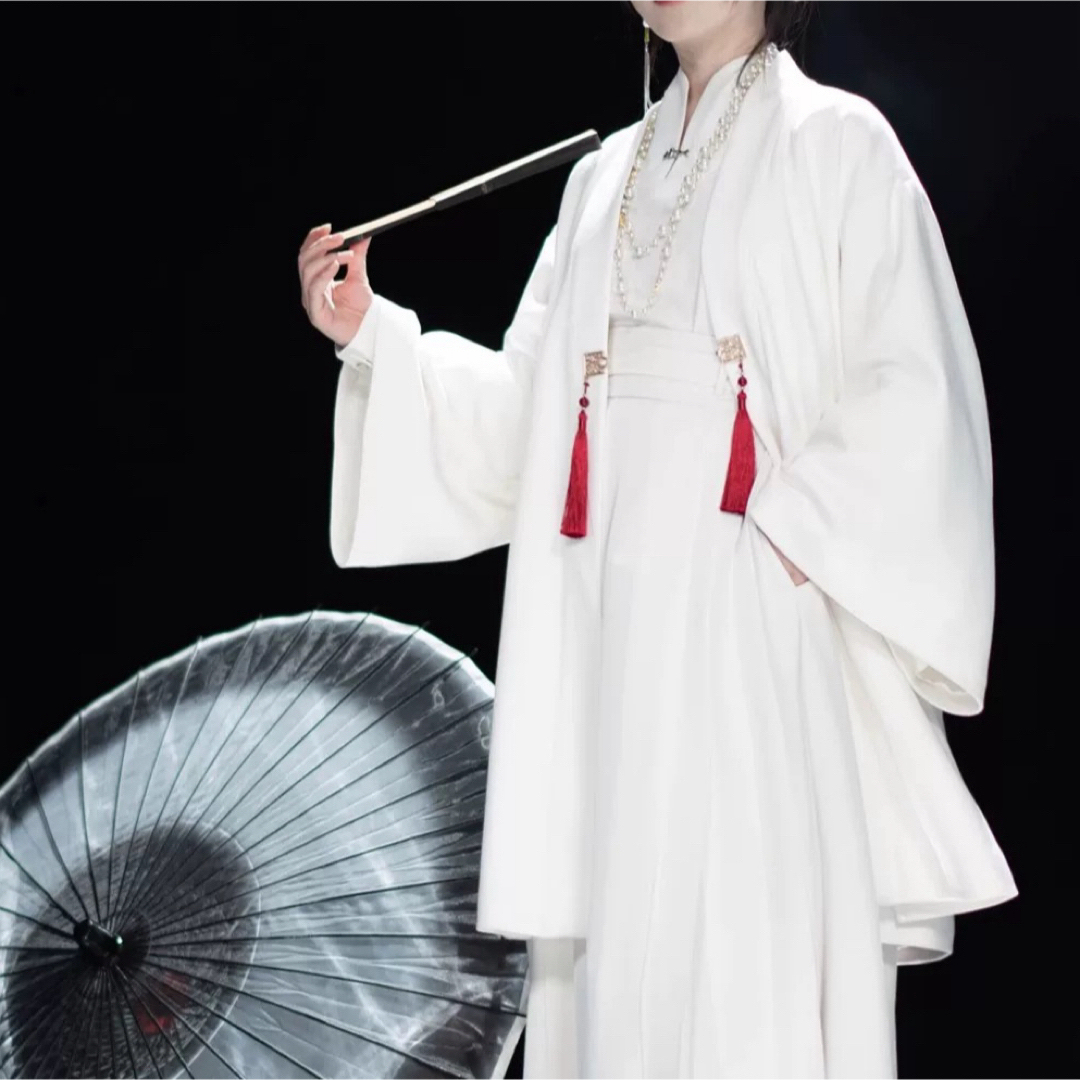 ふりふ - 風林火山 刺繍對襟褙子 赤白金色アウター 侘び寂び 新中式