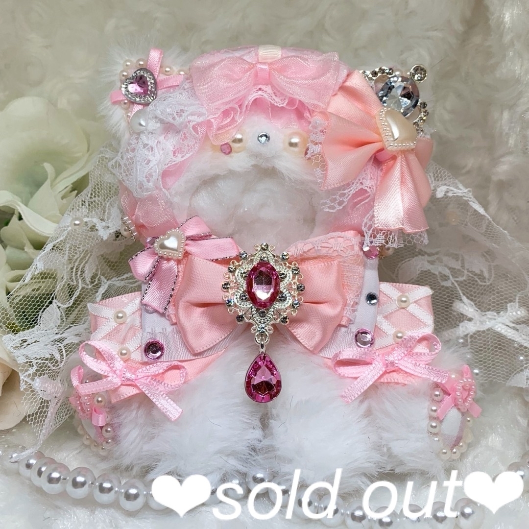 ❤︎ぬい服 おすわりぬい服 着ぐるみ 10cm にじぱぺ用 ねこ ピンク