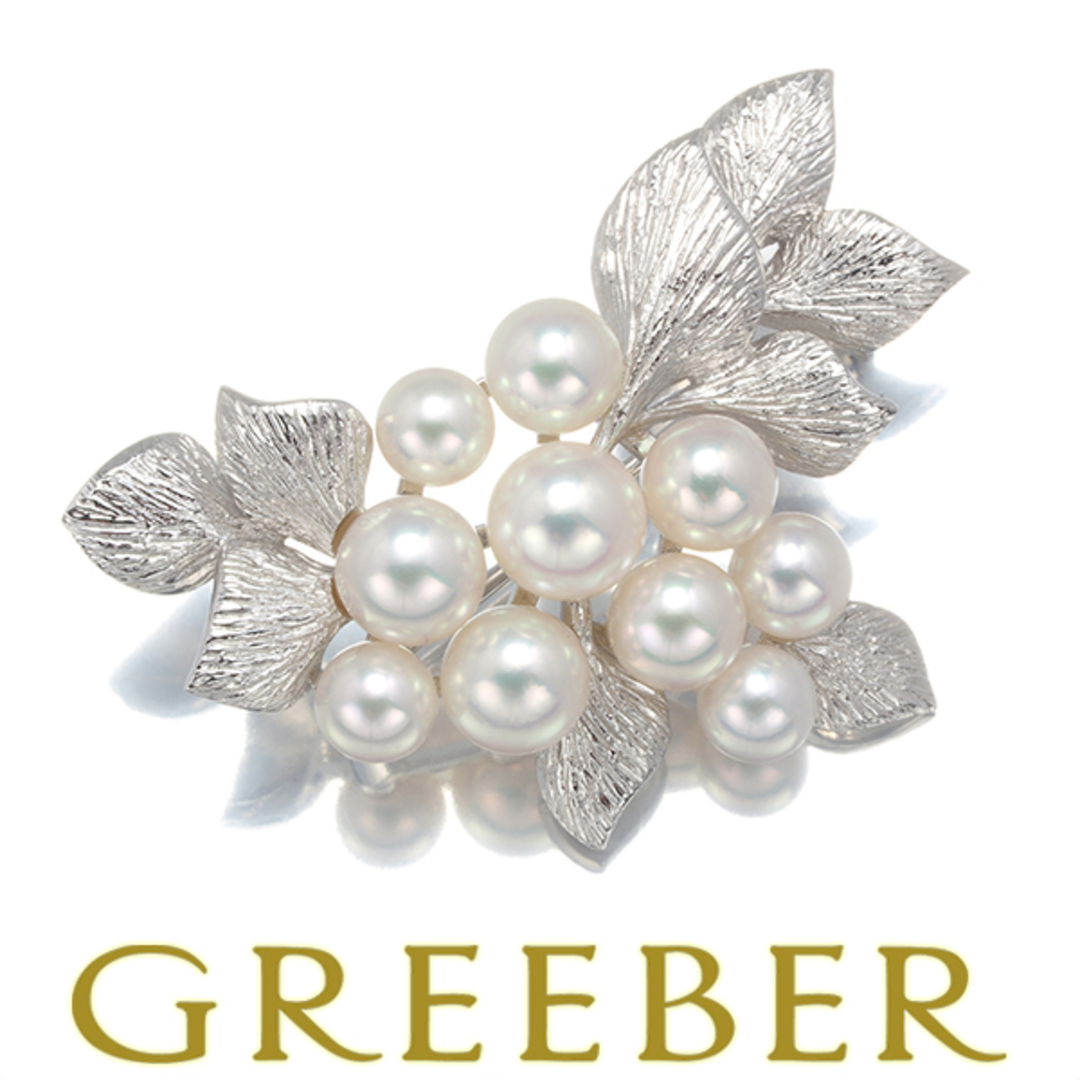 MIKIMOTO - ミキモト ブローチ パール 真珠 5.0-6.8mm リーフ K18WG の