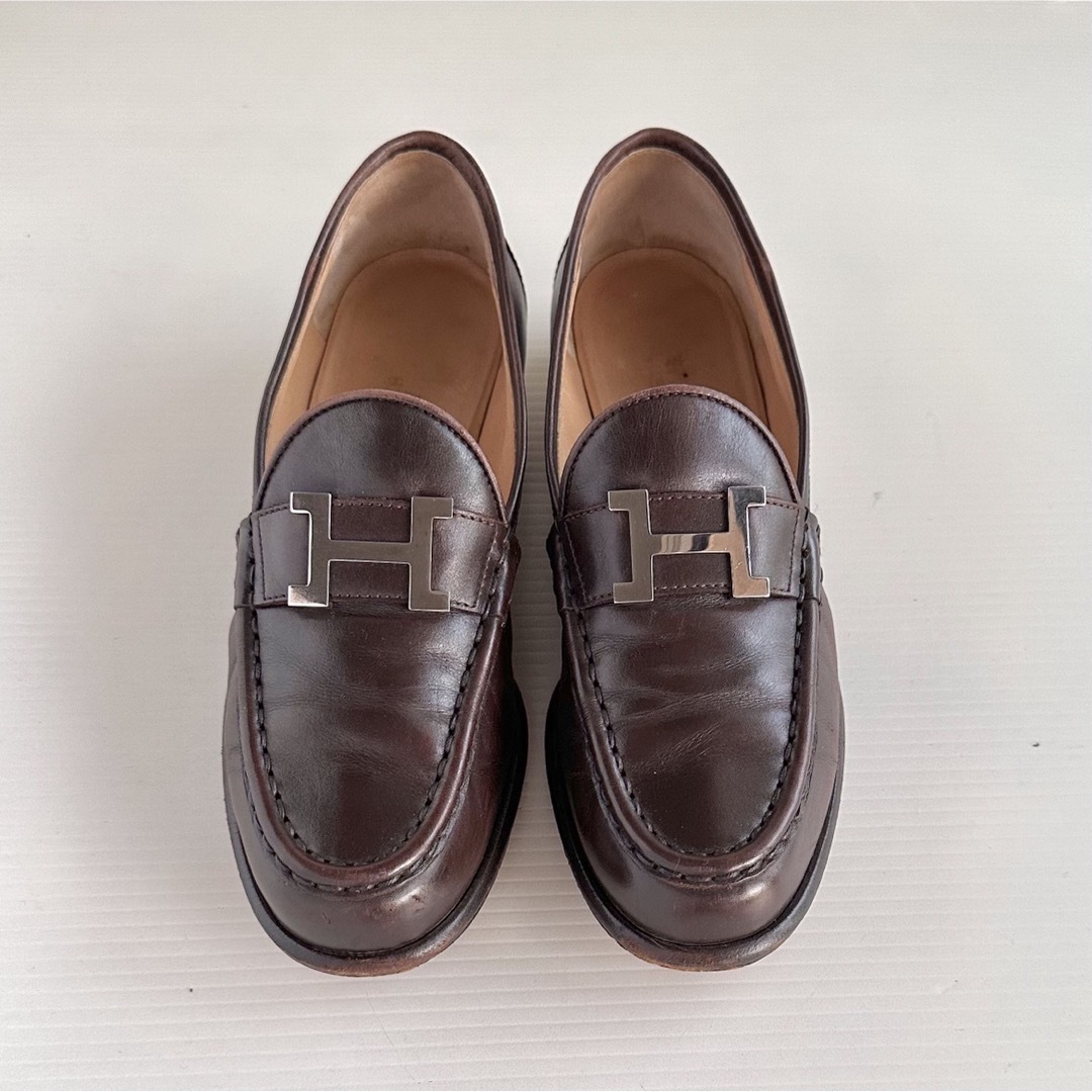 HERMES - HERMES エルメス コンスタンス H金具 ローファー 革靴