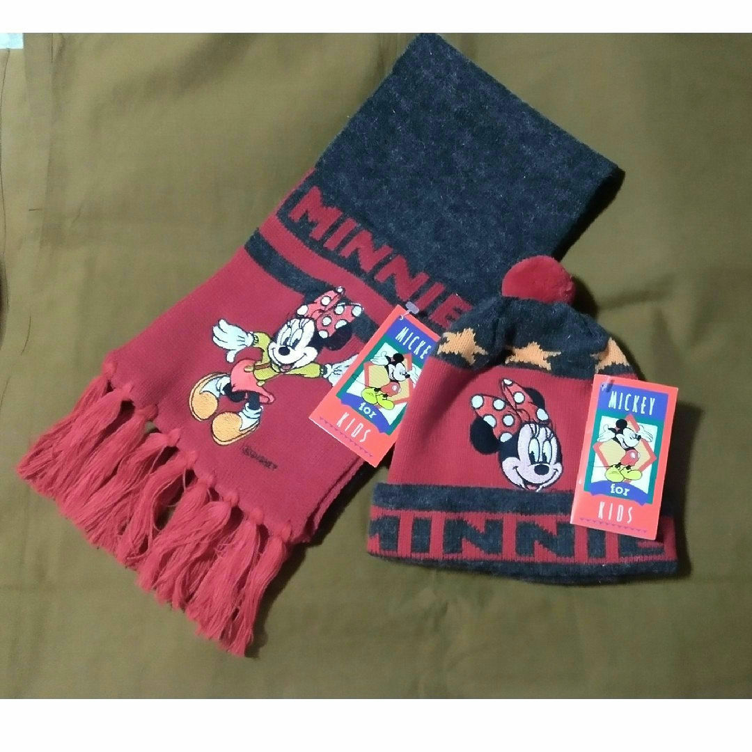 Disney - ミニーちゃん マフラー ニット帽 セット おそろい ミニー
