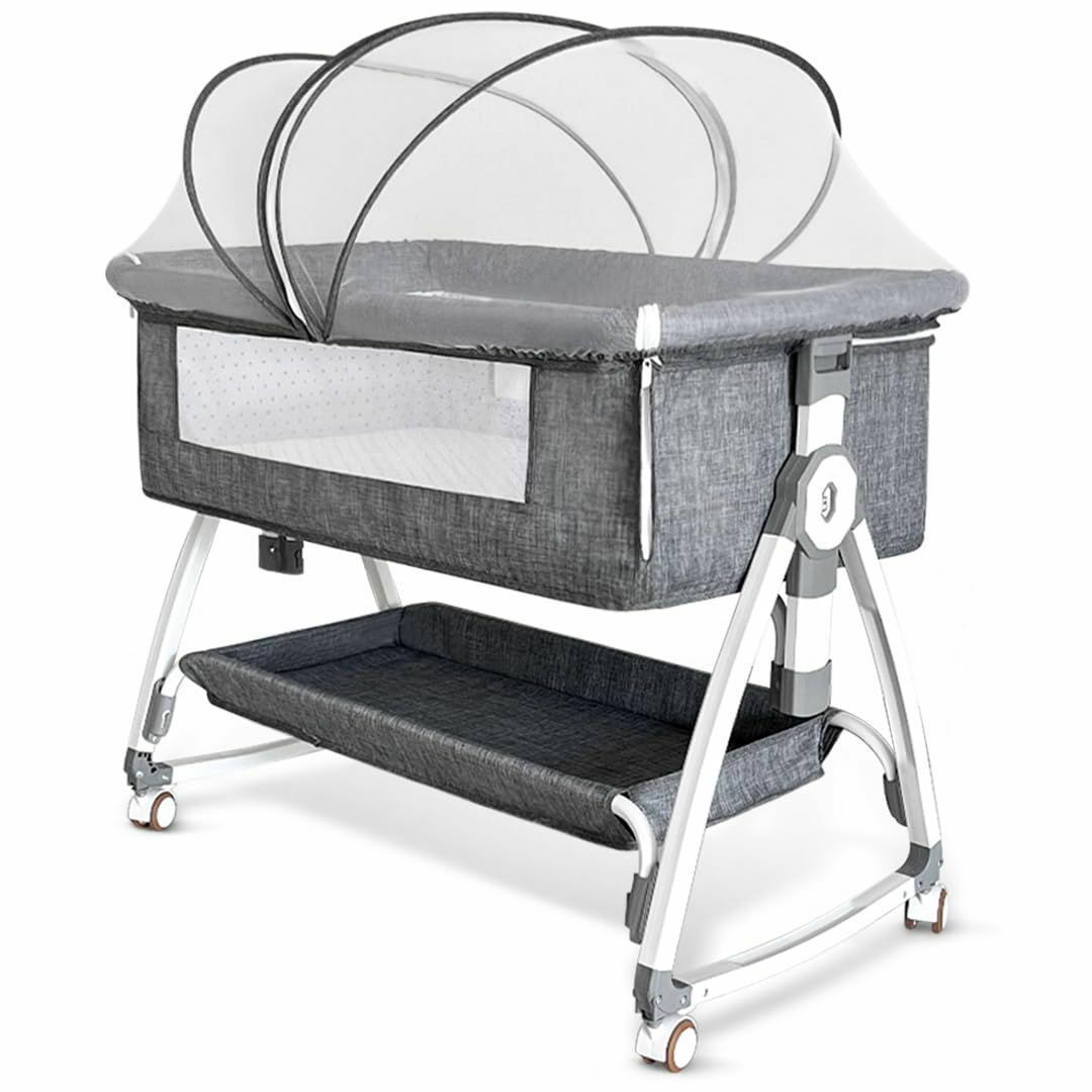 色:グレー】Oqhvup ベビーベッド 添い寝 乳児用ベッド 新生児ベッド 高