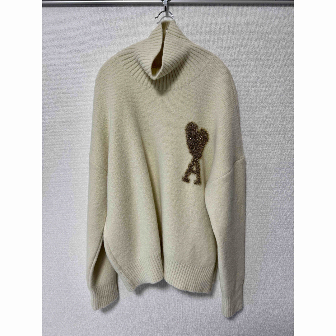 ami - amiparis ホワイト×ゴールド ハート タートルネック L の通販 by