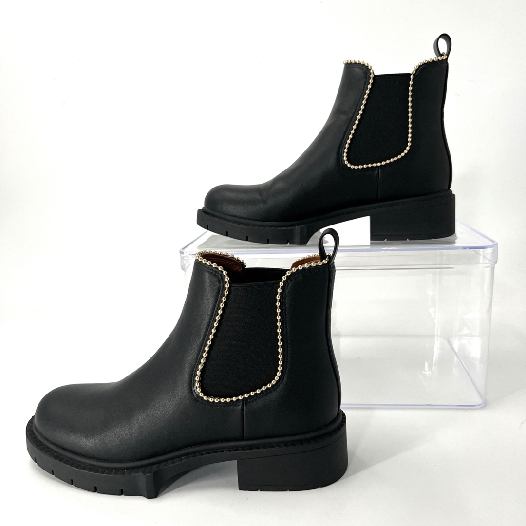 COACH - 美品 コーチ サイドゴアブーツ ショートブーツ 黒 レザー 23cm