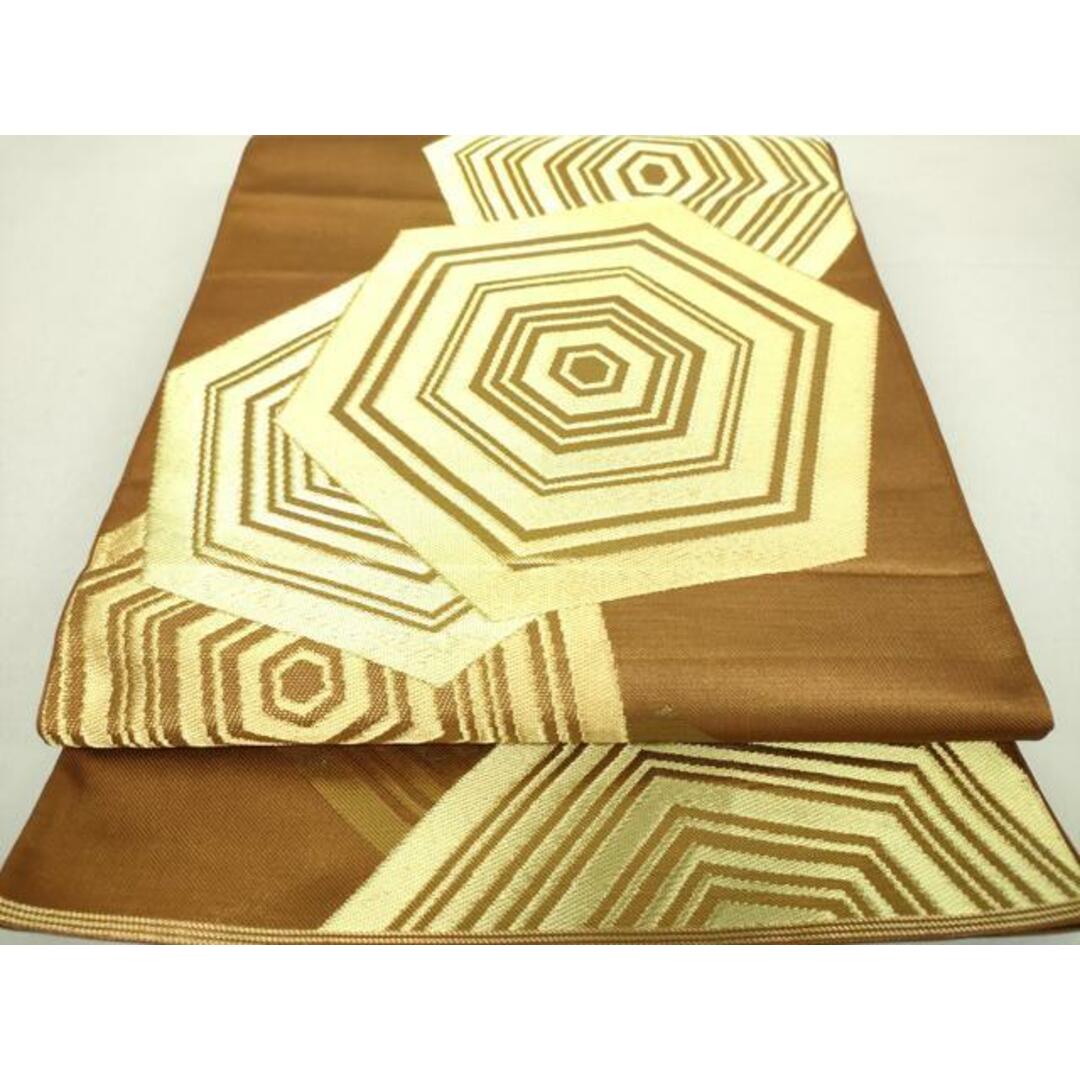 平和屋着物○西陣 川島織物 六通柄 本袋帯 幾何学文様 金糸 正絹 逸品