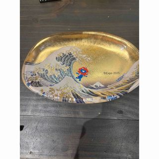 大阪関西万博限定 ミャクミャク 箔名画 北斎 ガラストレー 神奈川沖浪