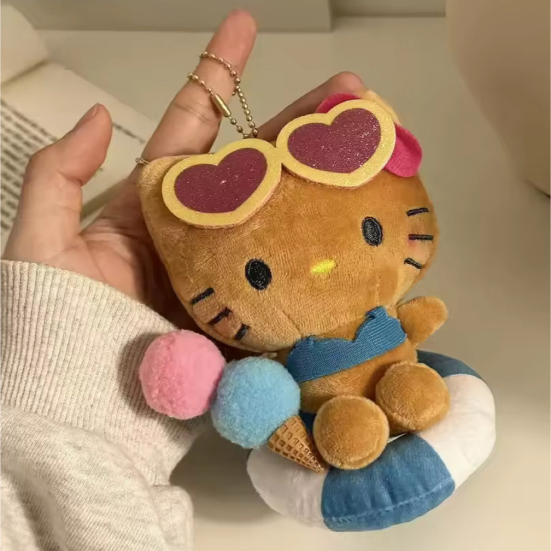 サンリオ - ハローキティ ぬいぐるみ 日焼けキティ キーホルダー 水着