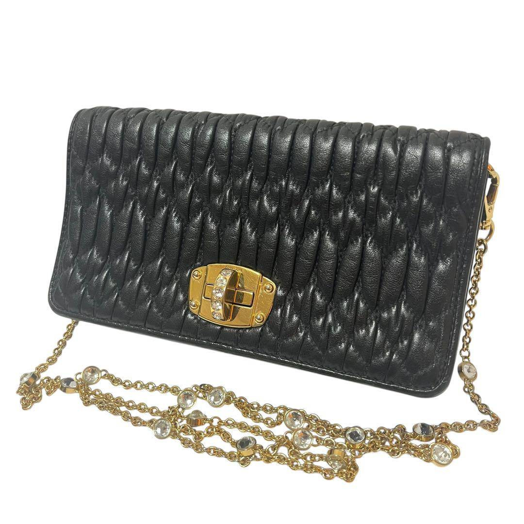 MIU MIU - miumiu クリスタルクロケナッパレザーミニバッグ マトラッセ