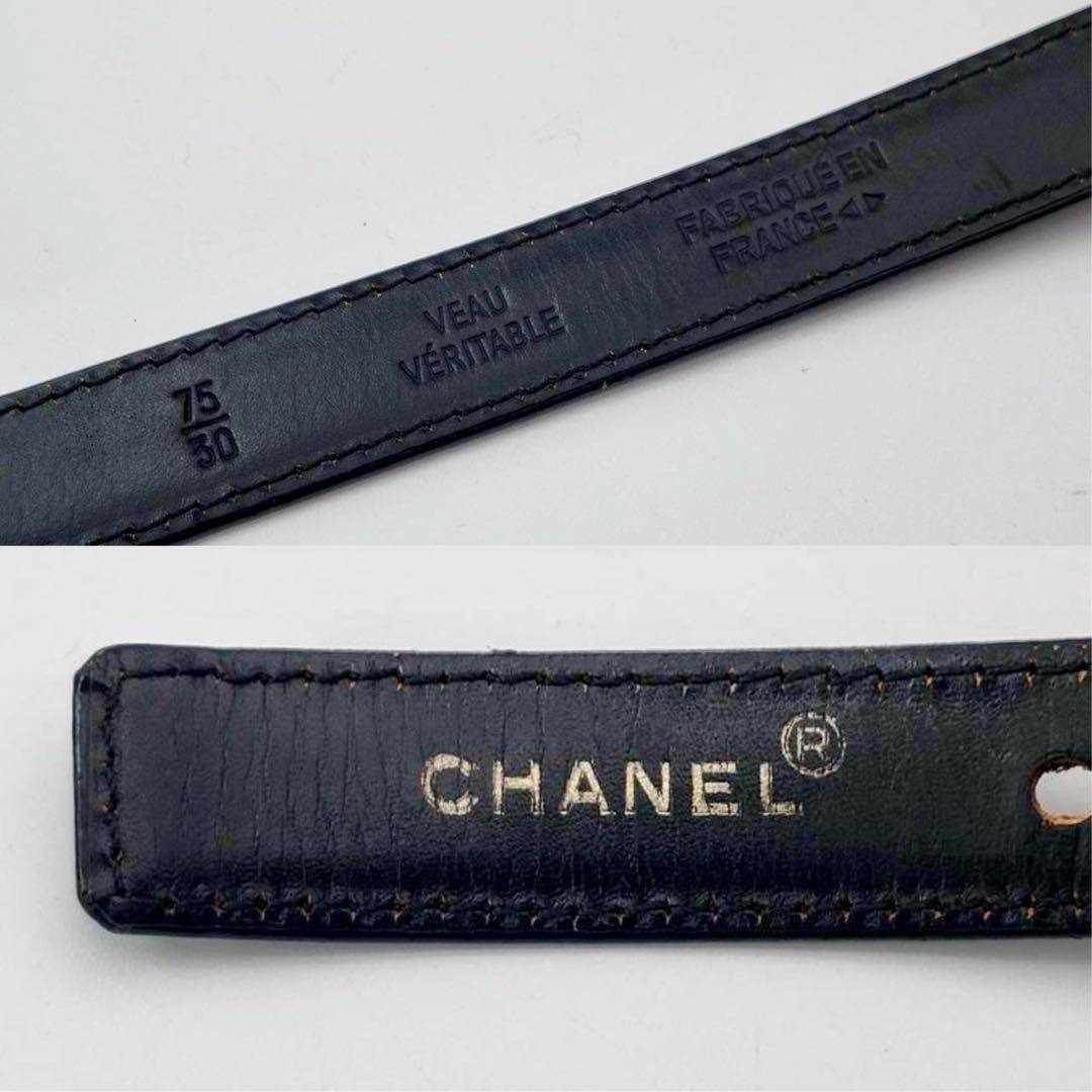 CHANEL - シャネル ココマーク ベルト ブラック レザー ゴールド