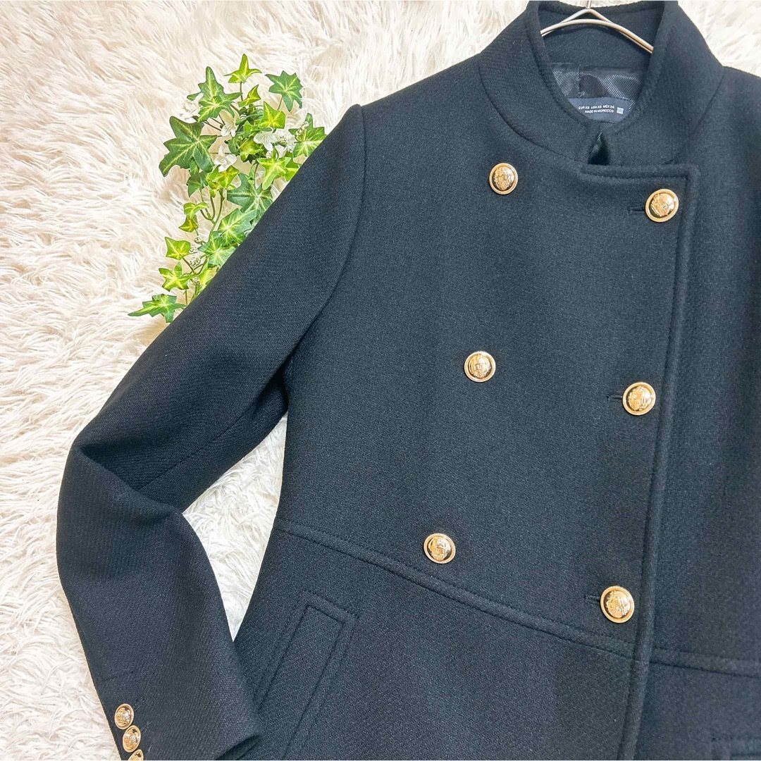 ZARA - ZARA ダブルブレストコート ゴールドボタン XS スタンドカラー