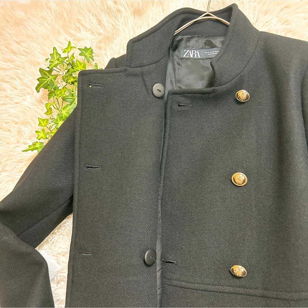ZARA - ZARA ダブルブレストコート ゴールドボタン XS スタンドカラー
