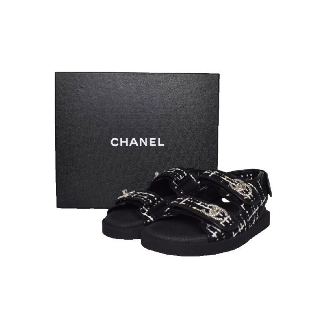 CHANEL - シャネル CHANEL ツイード ラムスキン コンフォートサンダル
