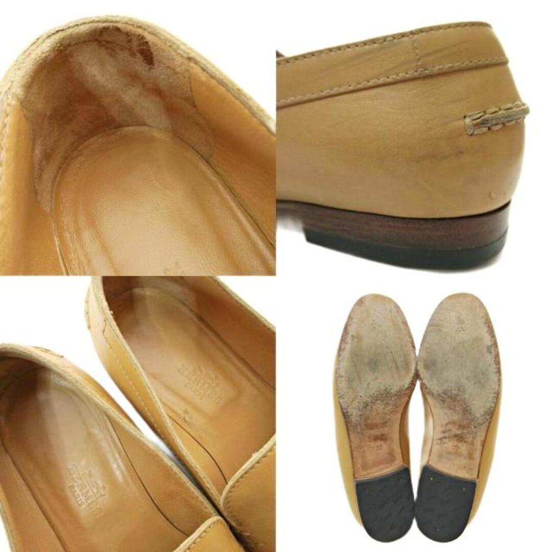 エルメス Hロゴステッチ オールレザー ローファー 37 23.5cm