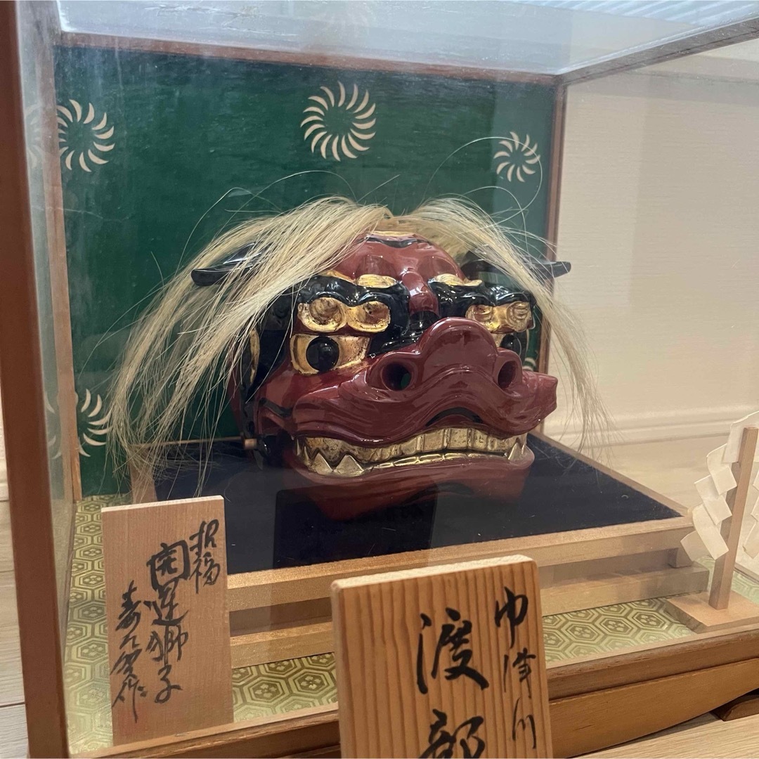 獅子舞 獅子頭 木彫 魔除け 祭 置物 古美術 神楽 木製 木彫 正月