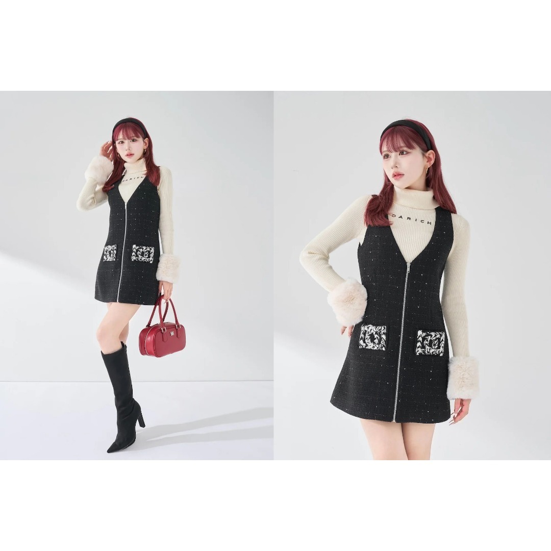 Darich - ダーリッチ darich フロントファスナーツイードミニ