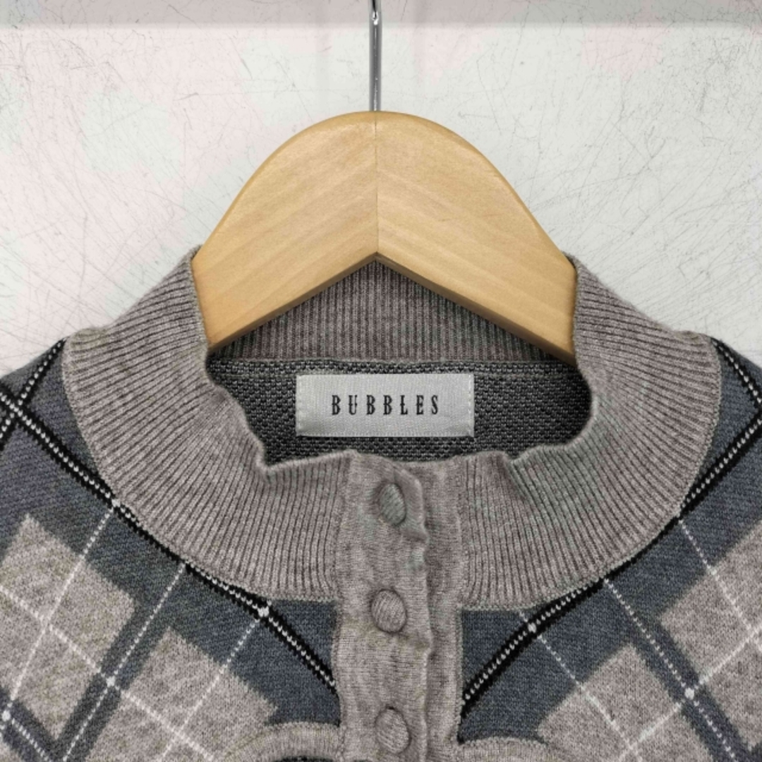 Bubbles - BUBBLES(バブルス) オープンネックチェックニットワンピース