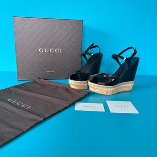 GUCCI - GUCCIレザーミッドヒールサンダル美品の通販 by おまとめ割中s