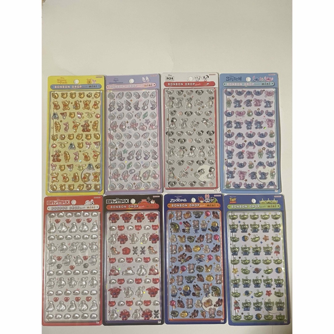 Disney - 8枚セット コンプリート ボンボンドロップシール ミニ