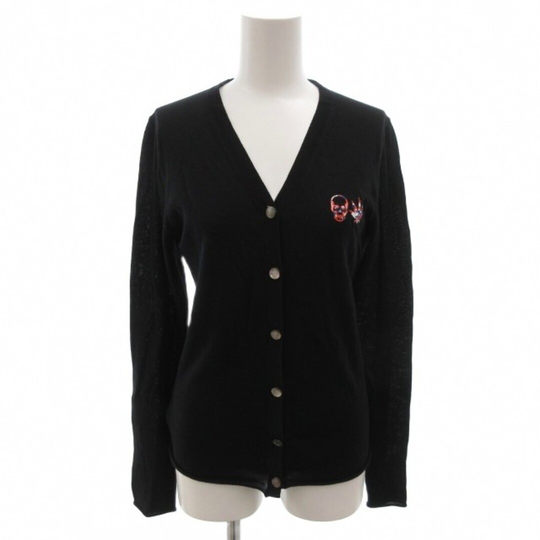 ルシアンペラフィネ スカル カーディガン カシミヤ混 S 黒