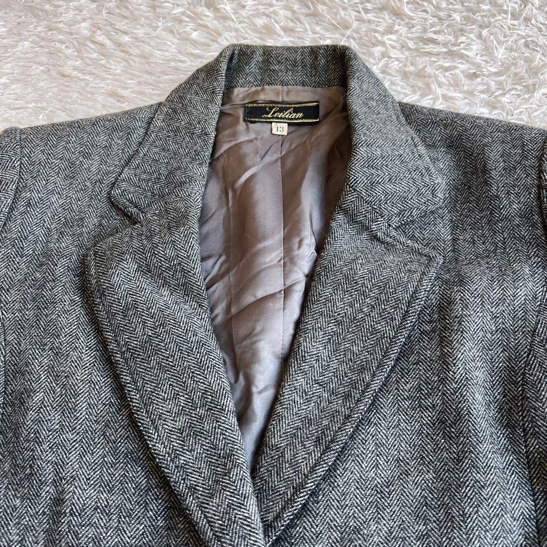 leilian - レリアン カシミヤ混 ウール ジャケット グレー系 13号