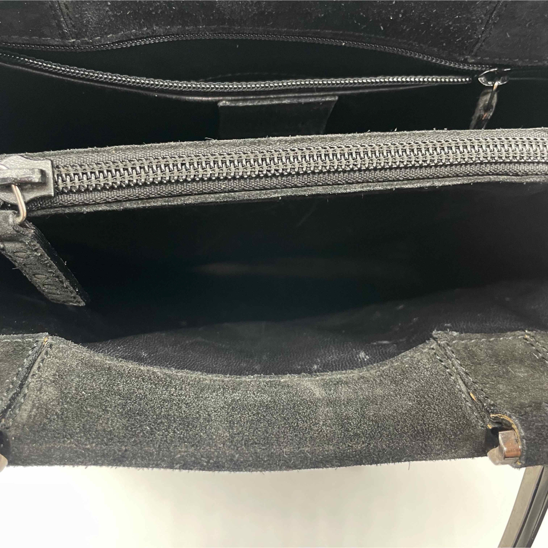 GUCCI ハンドバッグ メタルハンドル スエード レザー ブラック