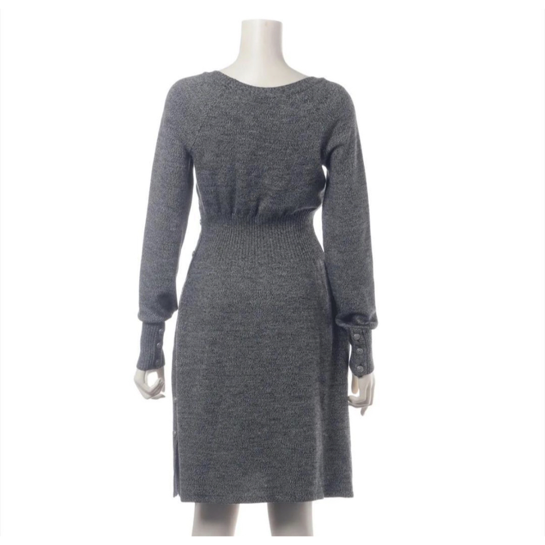 CHANEL シャネル ココボタン ウール ニット ワンピース グレー 36