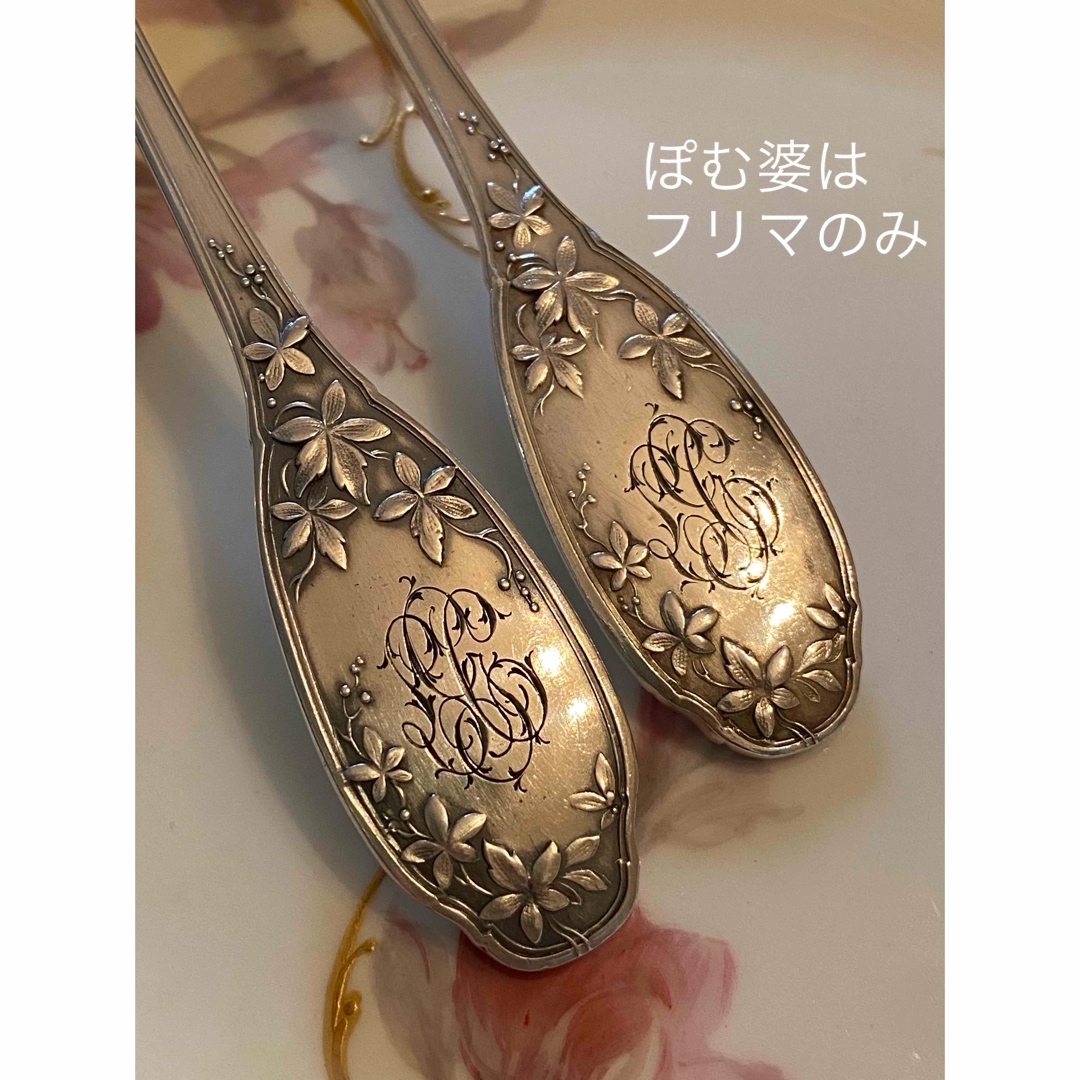 フランス／E.Lefebvre】純銀／デザートフォーク＆デザートスプーンの