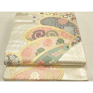 平和屋着物◎六通柄袋帯 唐織 吉祥花文 金銀糸 正絹 逸品 DABC9585qpの