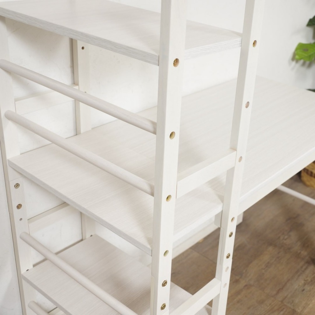 新品】ラック付きデスク 可動式棚 幅105cm 収納 多用途 ホワイト