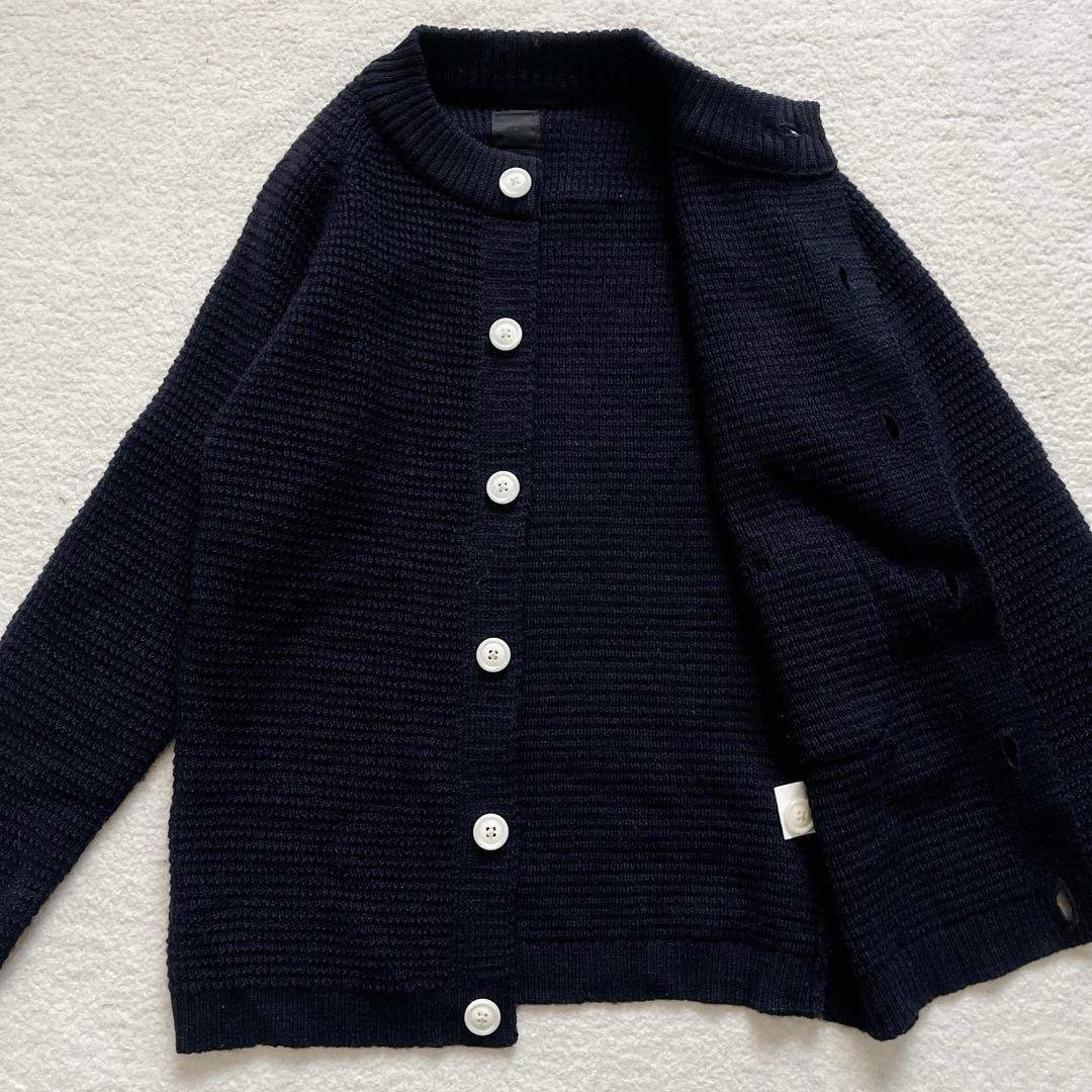 美品】 maillot マイヨ パッチワッフルカーディガン エルボーパッチ